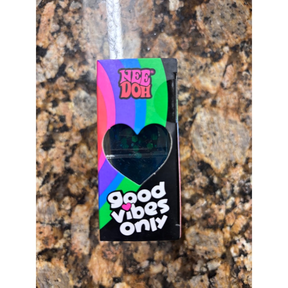 NeeDoh Good Vibes Only Glitter Heart Nee Doh BLUE New - Picture 2 of 7